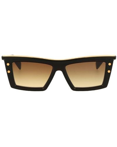 BALMAIN EYEWEAR Rectangle Frame Sunglasses - Brown