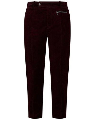 Balmain Straight Leg Cropped Trousers - Red
