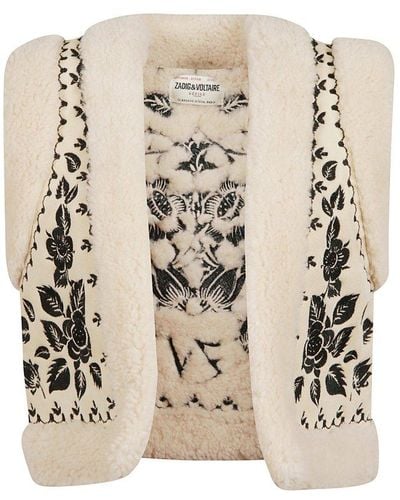 Zadig & Voltaire Feti Floral Embroidered Sleeveless Cardigan - Natural
