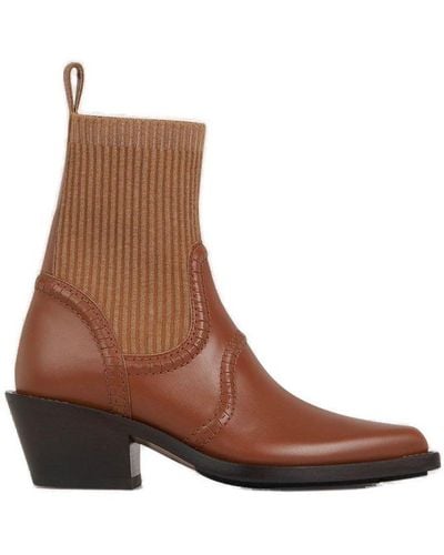 Chloé Nellie Leather Ankle Boots - Brown