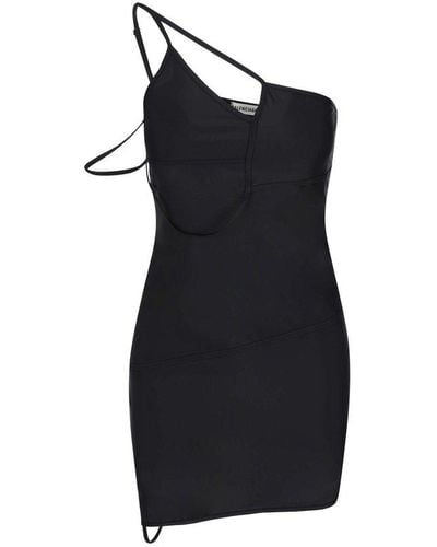 Balenciaga Asymmetric Cross-strap Sleeveless Mini Dress - Black