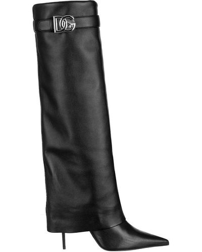 Dolce & Gabbana Dg Leather Knee-high Boots - Black