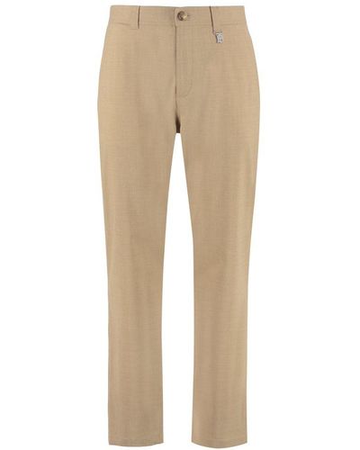 Burberry Wool Cropped Trouser Pants - Natural