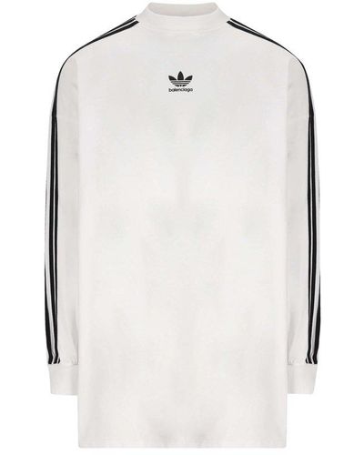 Balenciaga X Adidas Logo Printed Long-sleeved T-shirt - Grey