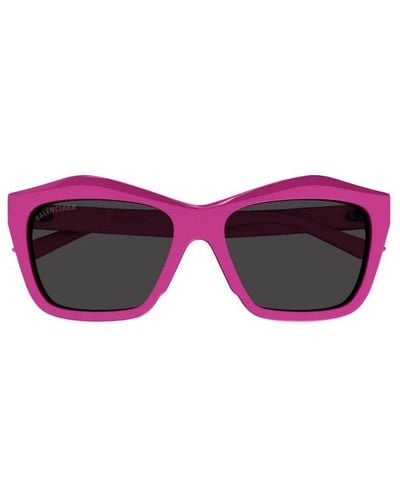 Balenciaga Geometric Rectangular Frame Sunglasses - Purple