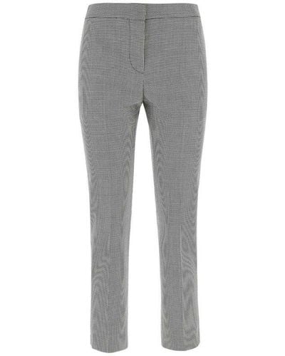 Alexander McQueen Mid-rise Checked Cropped Pants - Grey