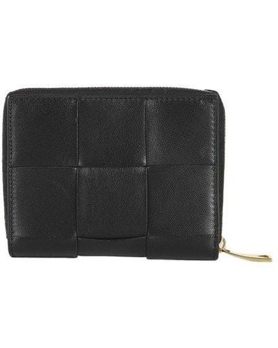 Bottega Veneta Intrecciato Zipped Bi-fold Wallet - Black
