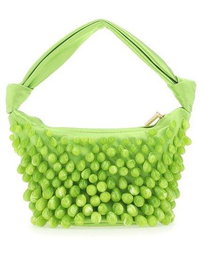 Cult Gaia Embellished Zipped Clutch Bag - Green