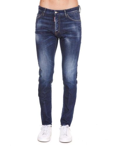 DSquared² Bleached Effect Distressed Skinny Jeans - Blue