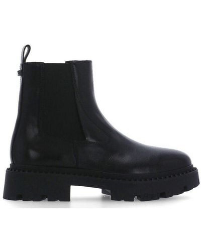 Ash Round Toe Ankle Boots - Black