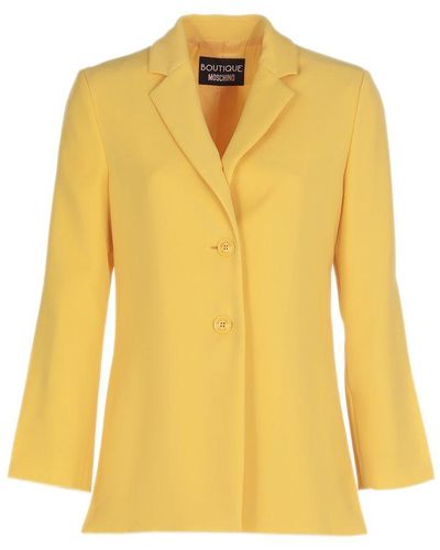 Boutique Moschino Cady Slit Detailed Single Breasted Blazer - Yellow