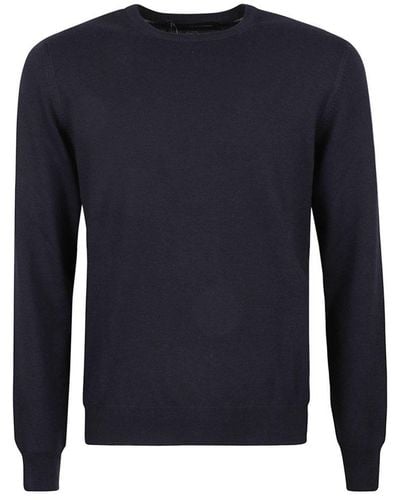 Tagliatore Long Sleeved Crewneck Sweater - Blue