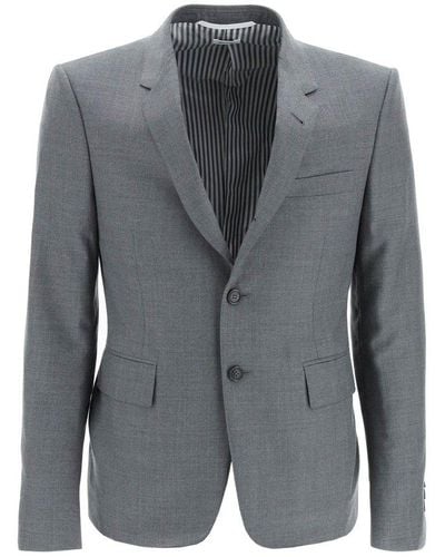 Thom Browne Slim Fit Blazer In Super 120s Wool - Grey