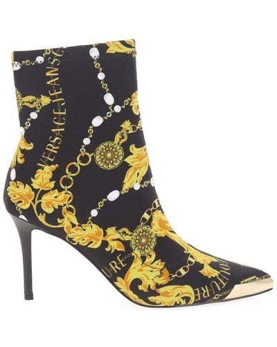 Versace Baroque Pattern Print Ankle Boots - Black
