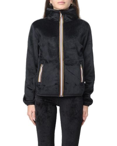 K-Way Lily Velour Polar Reversible Jacket - Black