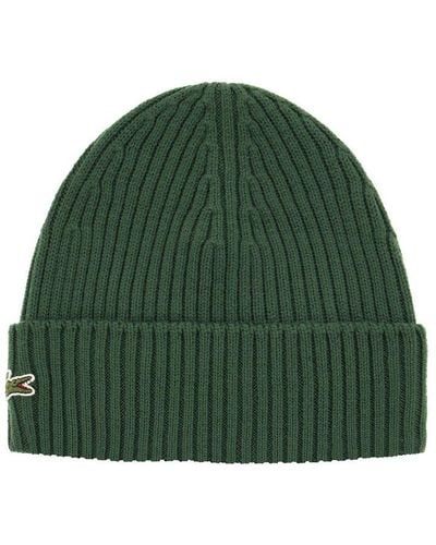 Lacoste Logo-embroidered Ribbed Beanie - Green