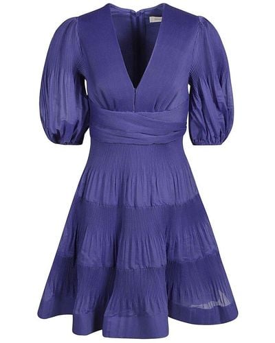 Zimmermann Pleated Flared Mini Dress - Purple