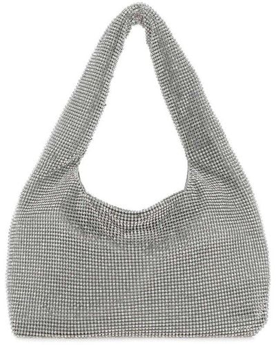 Kara Embellished Single Top Handle Shoulder Bag - Grey