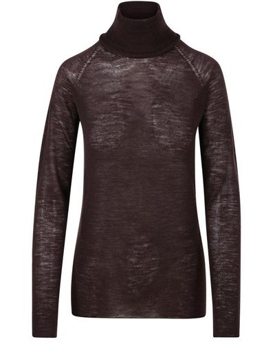 Roberto Collina Semi Sheer Turtleneck Sweater - Brown