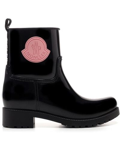 Moncler Ginette Logo Waterproof Rain Boot - Black