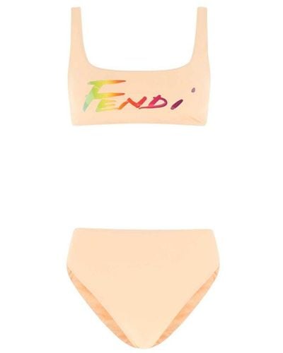 Fendi Pastel Stretch Nylon Bikini Fe - White