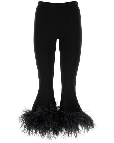 Valentino Feather-trim Cropped Pants - Black