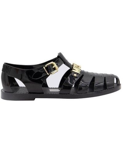 Moschino Jelly Logo Lettering Sandals - Black