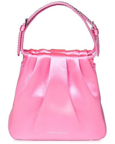 AMINA MUADDI Vittoria Embellished Satin Tote Bag - Pink