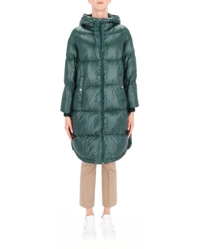 Herno Quilted Hooded Drawstring Down Coat - Green