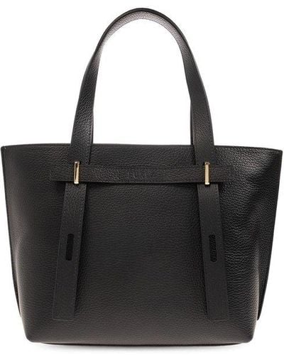 Furla 'giove Small' Shopper Bag With Logo, - Black