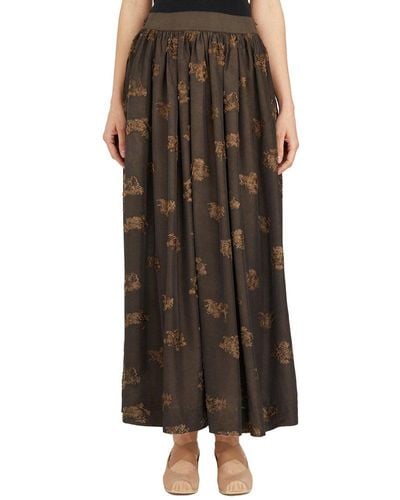 Uma Wang Gillian Pattern Jacquard Midi Skirt - Brown
