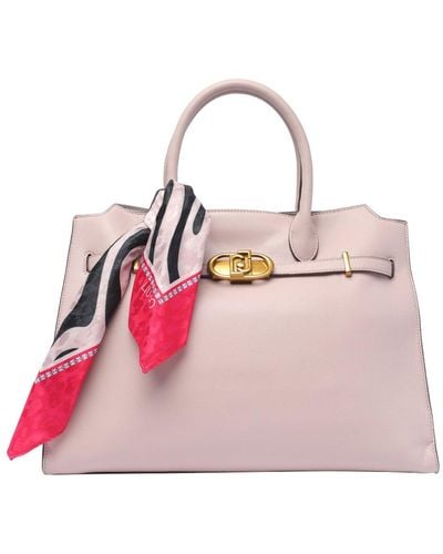 Liu Jo Logo Buckled Scarf-detailed Tote Bag - Pink