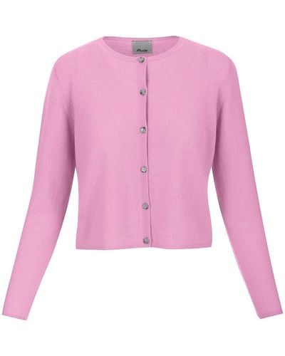Allude Fine Knit Buttoned Cardigan - Pink