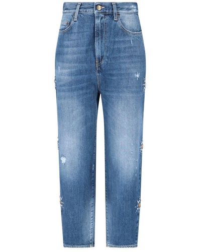 Washington DEE-CEE U.S.A. Stud Embellished Distressed Jeans - Blue