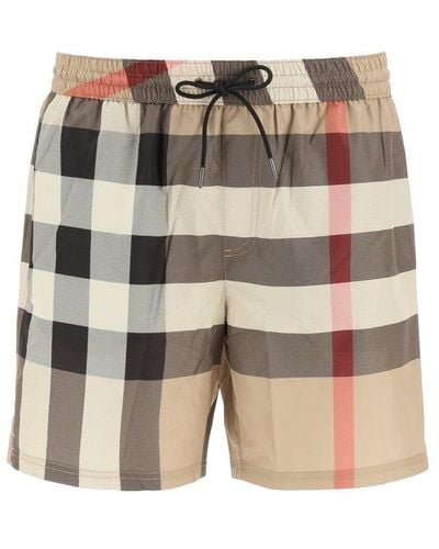 Burberry Checked Drawcord Swim Shorts - Multicolour