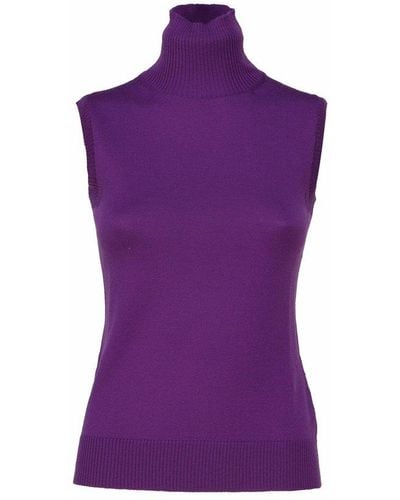 Sportmax Turtleneck Sweater In Pure Wool - Purple