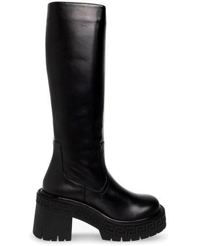 Versace Zipped Platform Boots - Black