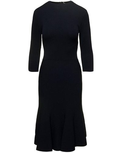 Stella McCartney Midi Knit Dress With Flare Skirt In Viscose Blend Woman - Black