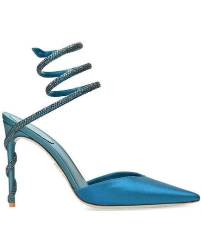 Rene Caovilla René Caovilla Tina Embellished Pointed Toe Court Shoes - Blue