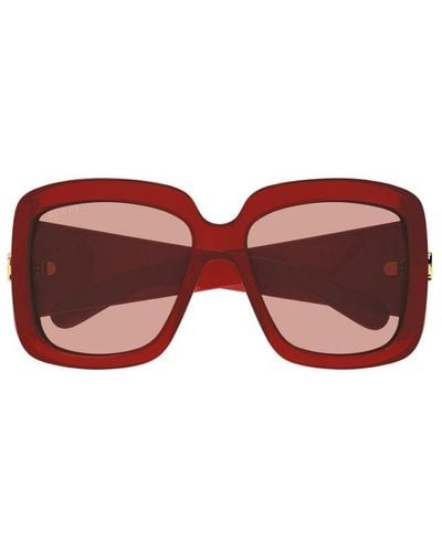 Gucci Red/Brown Gradient GG1013 Rectangle Sunglasses Gucci