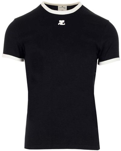 Courreges Bumpy Contrast Crewneck T-shirt - Black