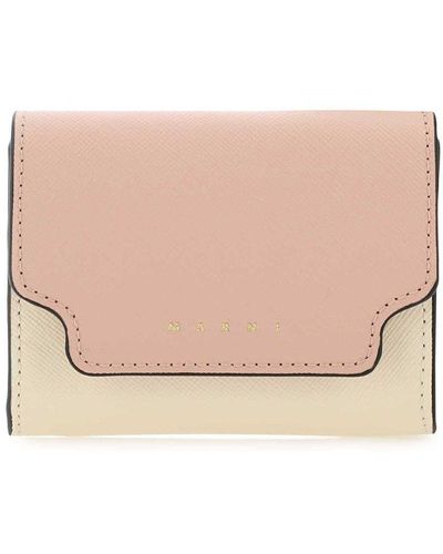 Marni Logo Printed Two-toned Wallet - Pink