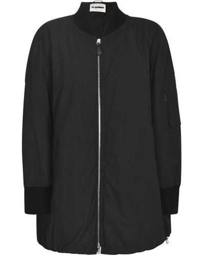 Jil Sander Stand-up Collar Oversized Jacket - Black