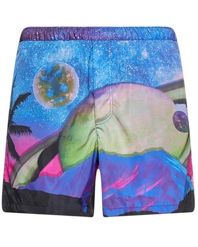 Valentino Neon Universe Swim Shorts - Blue