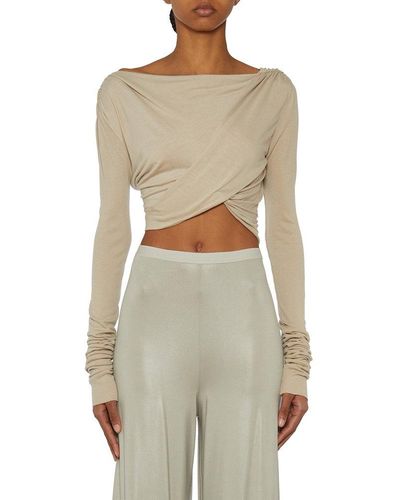 Rick Owens Lilies Knot Detailed V-neck Cropped Top - White