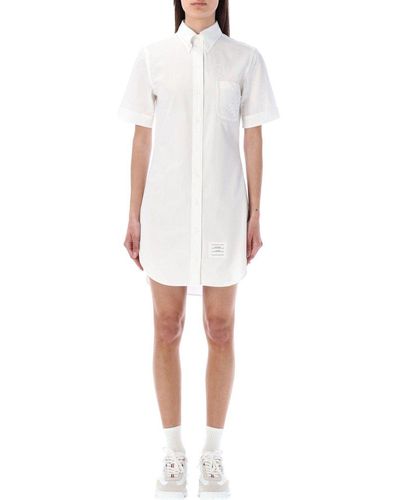 Thom Browne Shirt Dress Anchor Embroidery - White