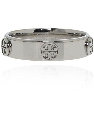 SOLD OUT!! BNWT AUTH TORY BURCH MILLER PAVE DOUBLE T LOGO SILVER RING SIZE 8