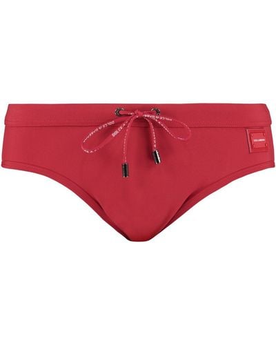 Dolce & Gabbana Logo Print Swim Briefs - Red