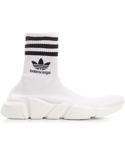 Balenciaga X Adidas Logo Embroidered Sock Trainers - White