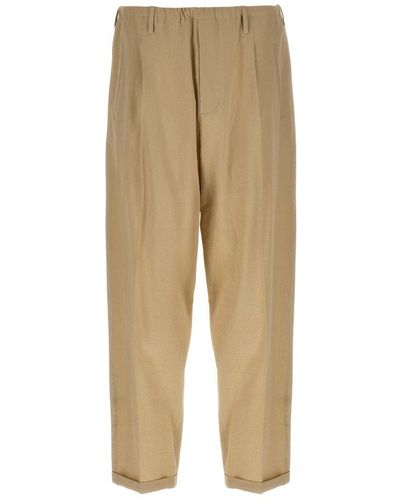 Magliano Elasticated Waistband Pleated Trousers - Natural